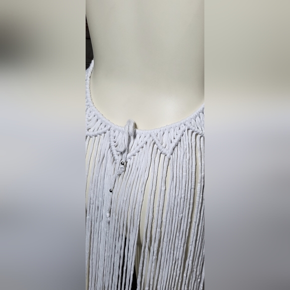 White macrame high low dress, festival dress, beach dress, cover up - Picture 6 of 8